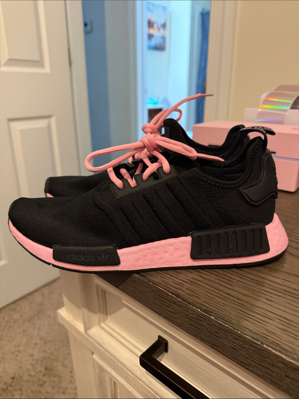 Adidas NMD_R1 Black and Pink Sneakers